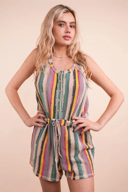 Crochet Multi-Color Striped Romper