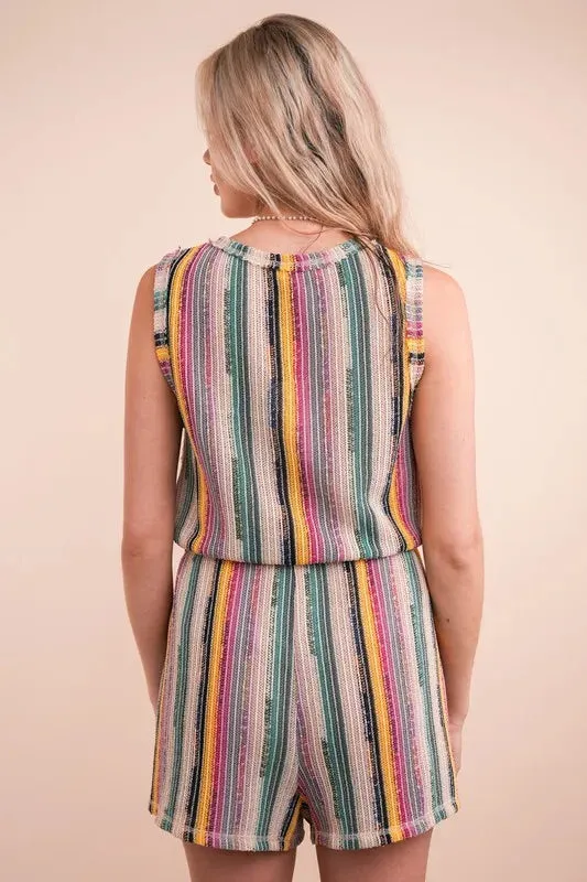 Crochet Multi-Color Striped Romper