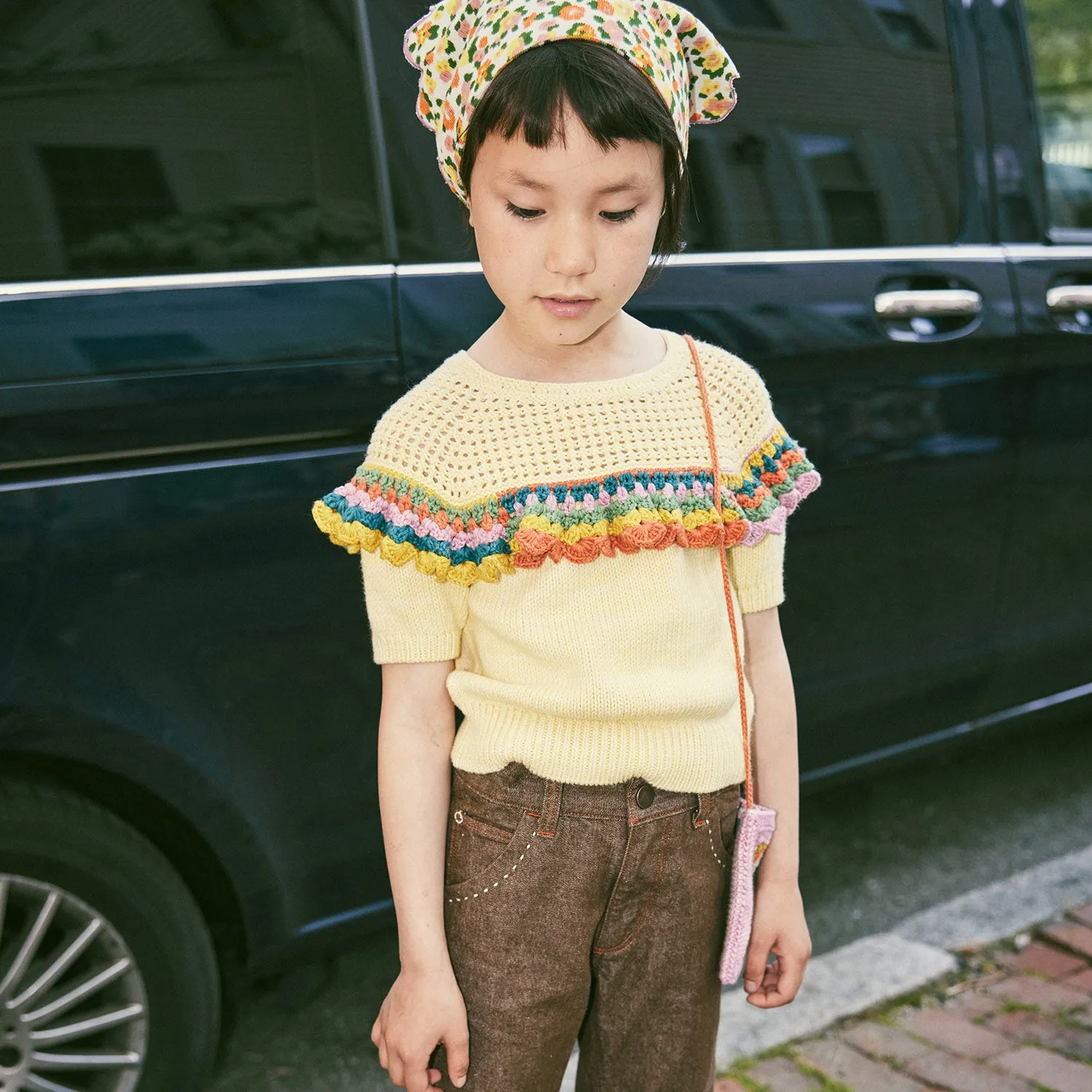 Crochet Pima Cotton Joya Top - Vintage Yellow