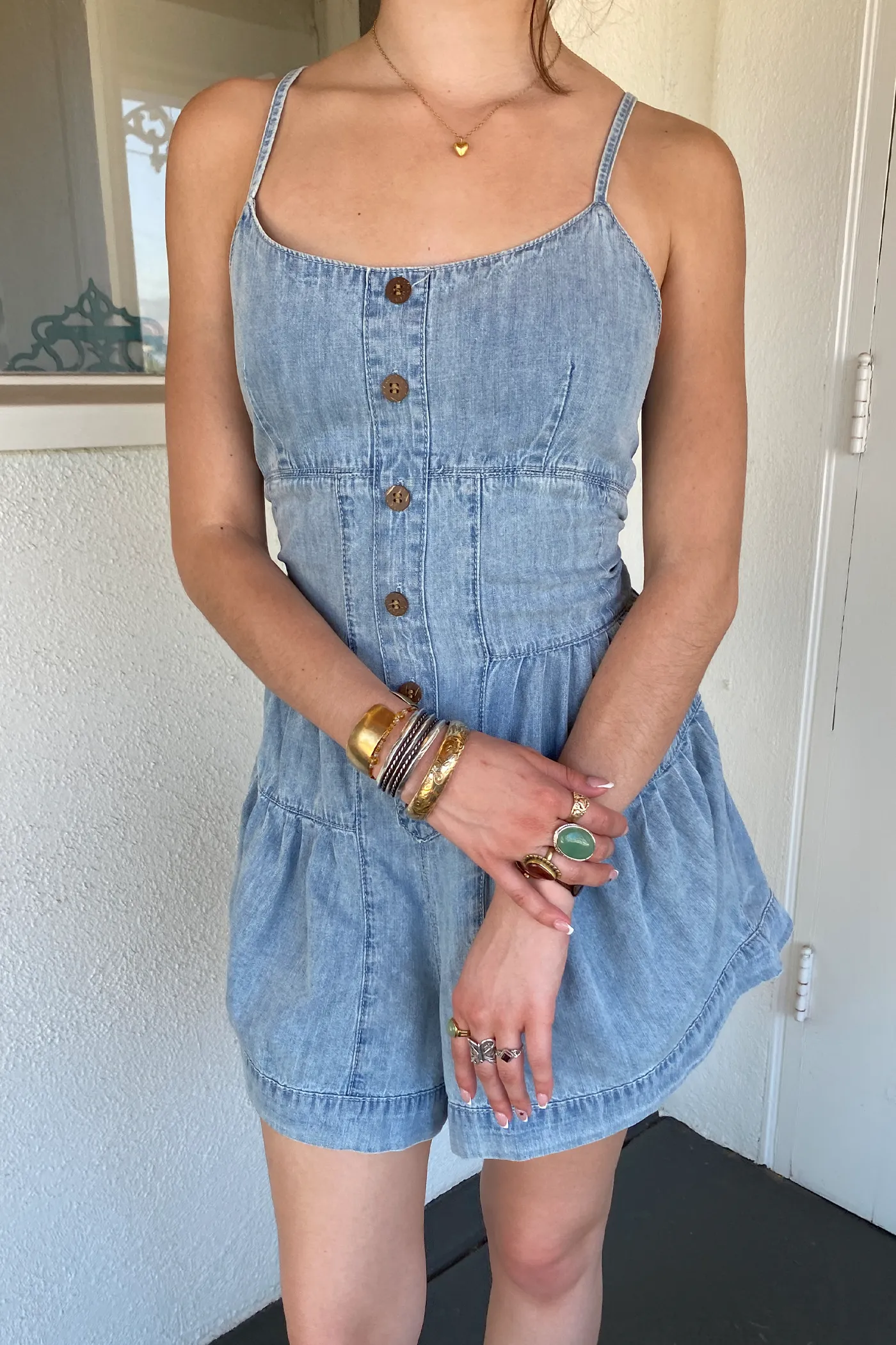 Denim Cami Romper by For Good