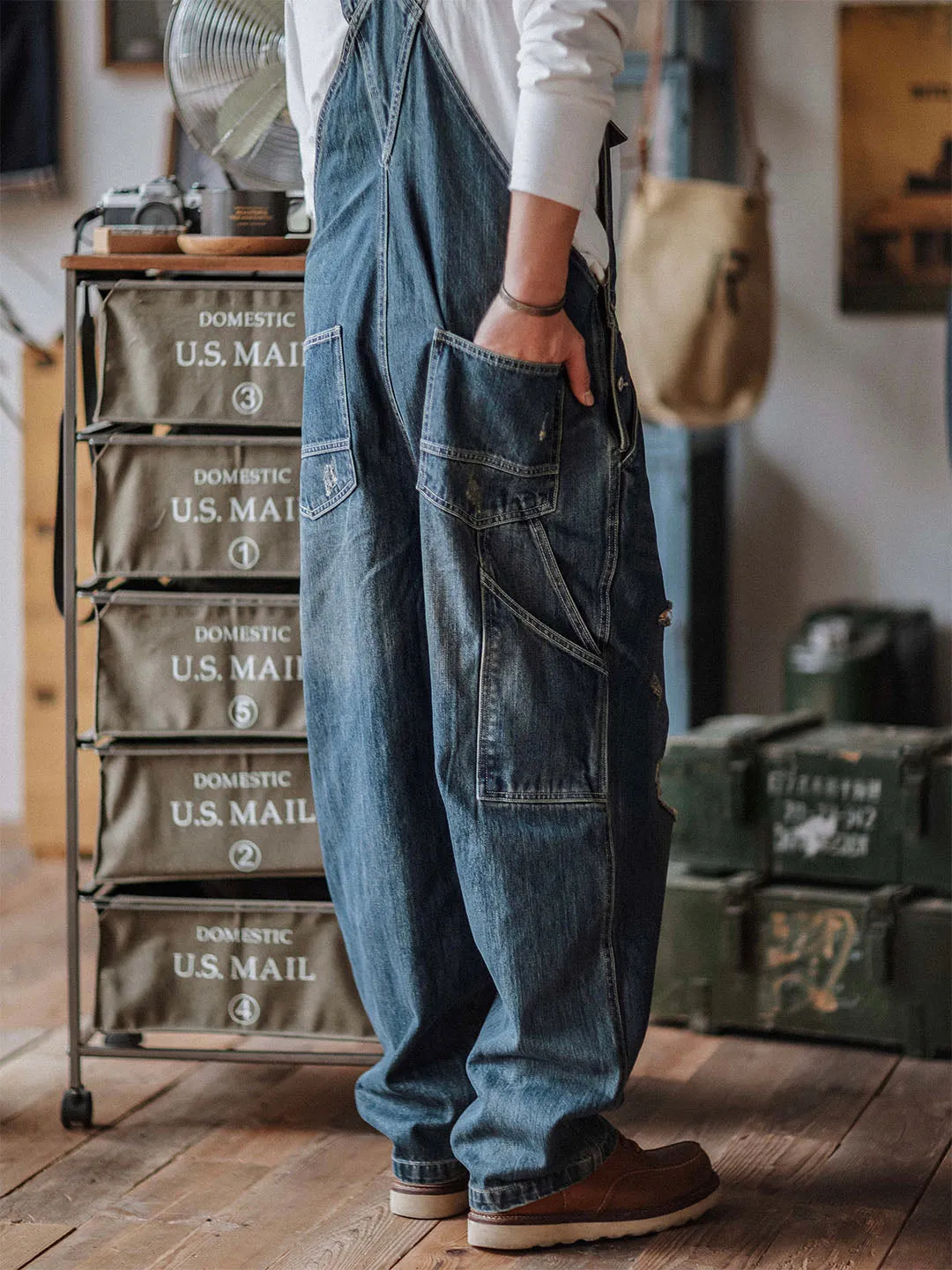Denim Dungarees in a Used Look for Men