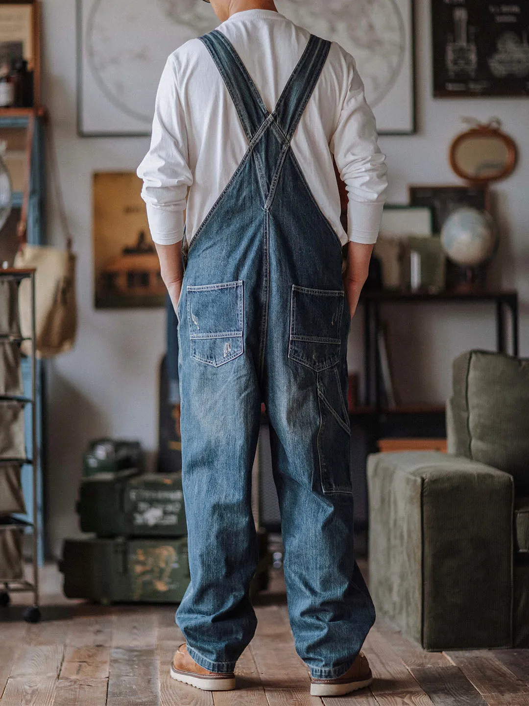 Denim Dungarees in a Used Look for Men