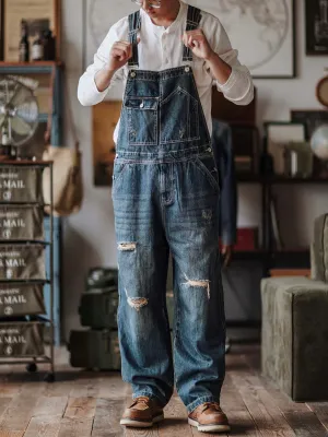 Denim Dungarees in a Used Look for Men
