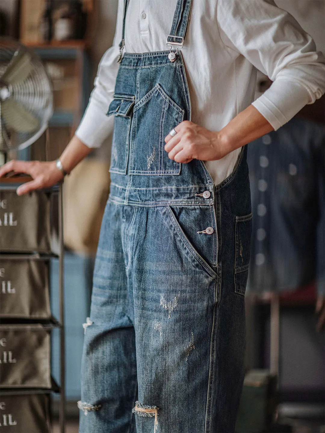 Denim Dungarees in a Used Look for Men