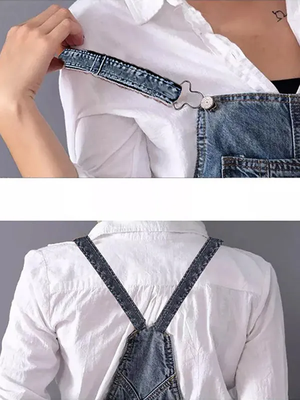 Desty™ | Distressed Denim Pinafore Dress with Back Slit