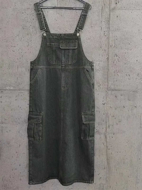 Dungaree Dress with Cargo Pocket