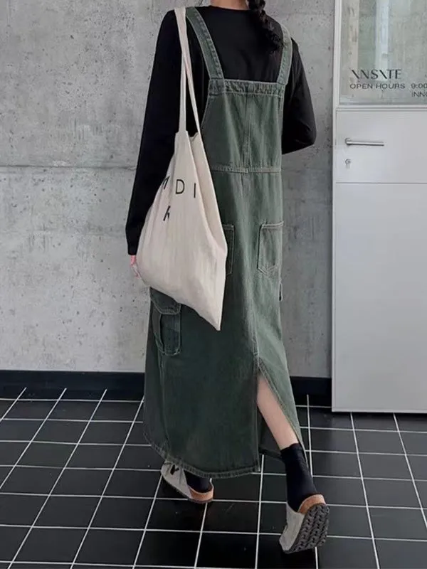Dungaree Dress with Cargo Pocket