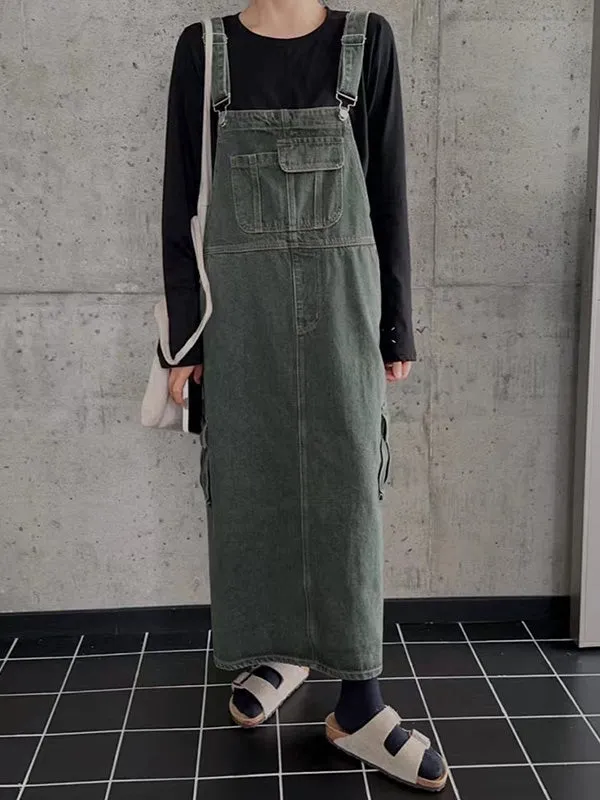 Dungaree Dress with Cargo Pocket