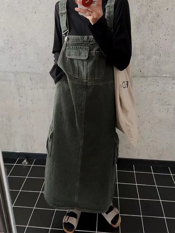 Dungaree Dress with Cargo Pocket