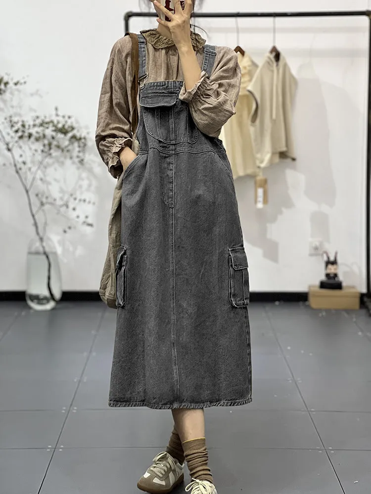 Dungaree Dress with Cargo Pocket