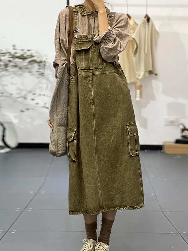 Dungaree Dress with Cargo Pocket