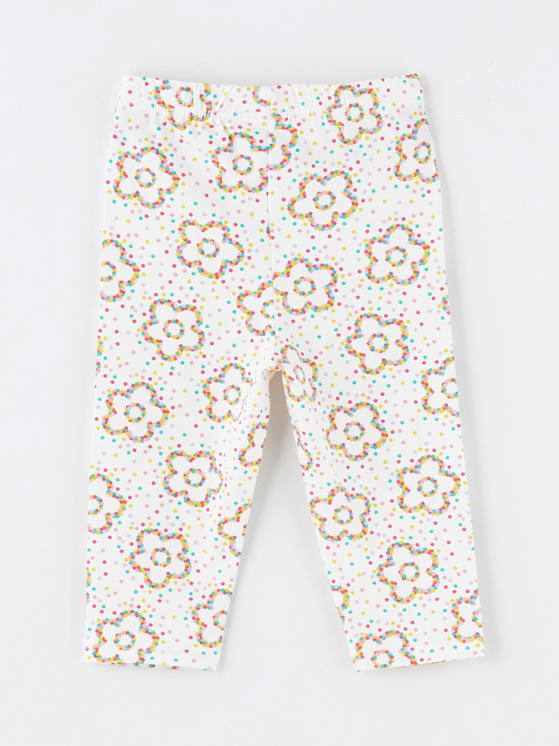 Elastic Waist Printed Baby Girl Tights, 2-Piece