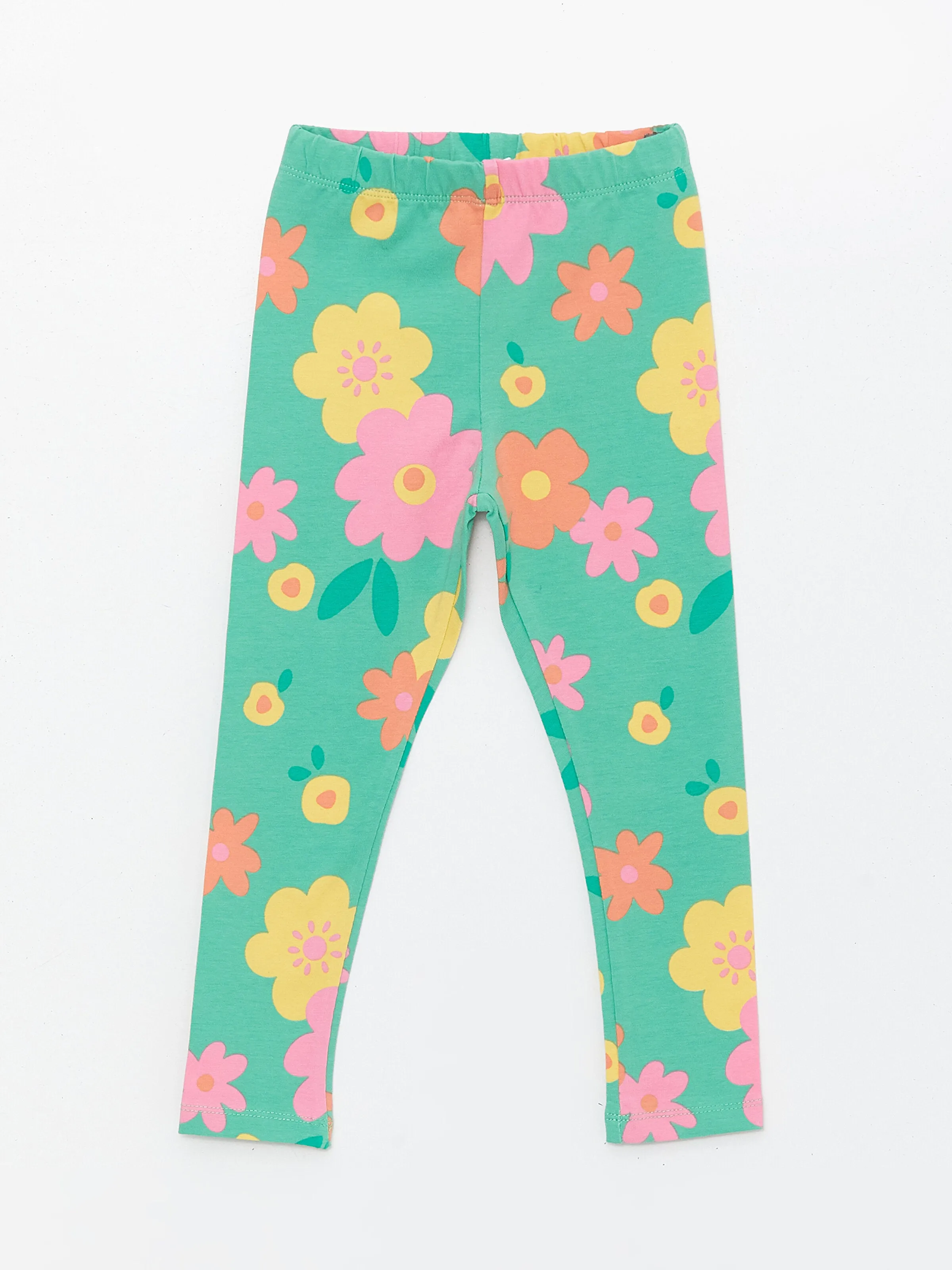 Elastic Waist Printed Baby Girls Tights, 2-Piece