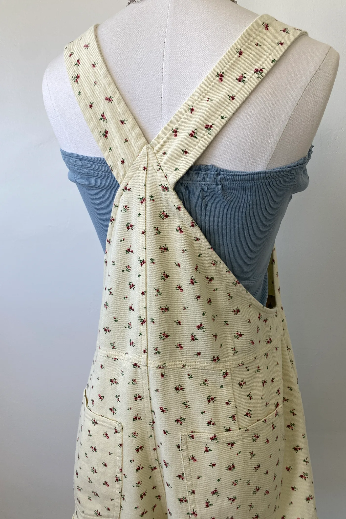 Floral Denim Shortalls by For Good