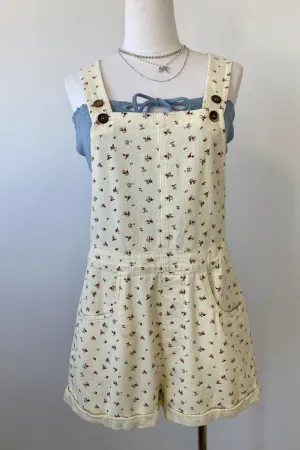 Floral Denim Shortalls by For Good