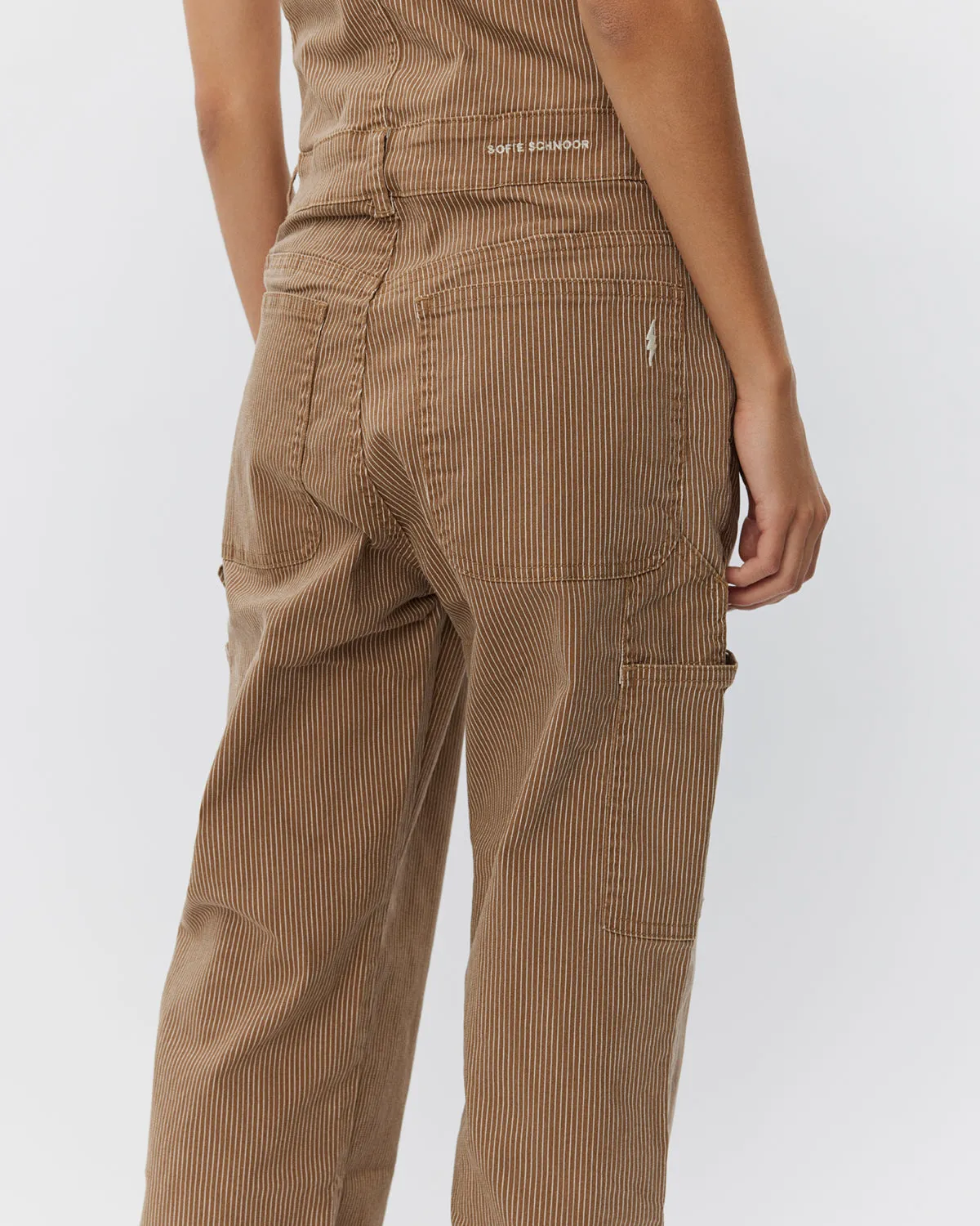 FLORANCASW OVERALLS - Brown thin stripe