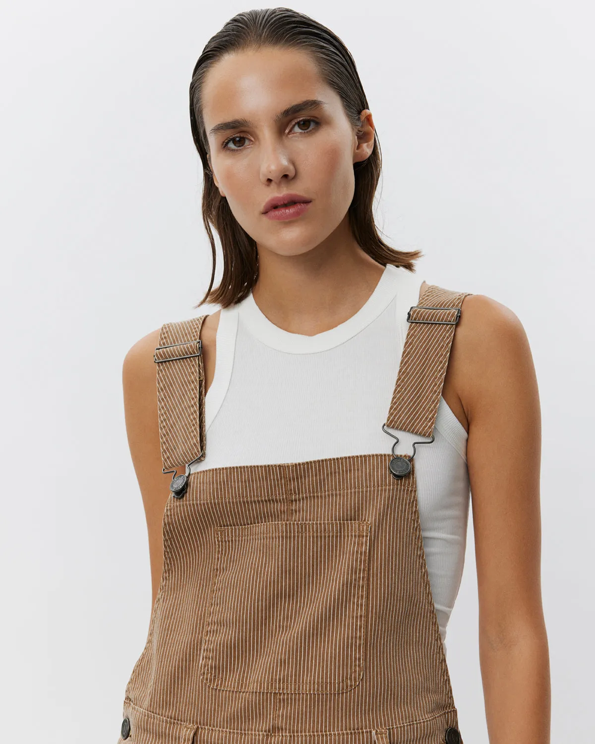 FLORANCASW OVERALLS - Brown thin stripe