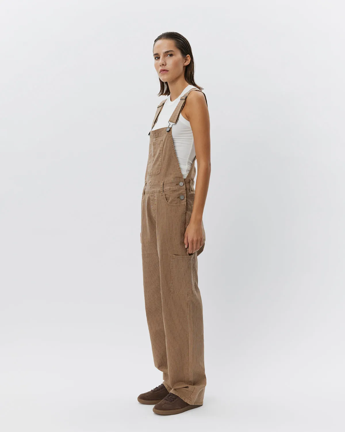 FLORANCASW OVERALLS - Brown thin stripe