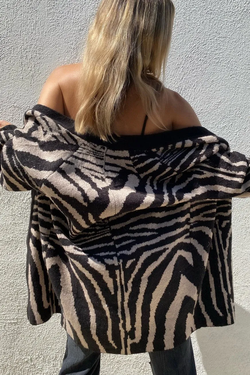 FULTON ZEBRA-PRINT KNIT CARDIGAN
