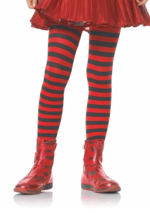 Girl Stripe Tights in BLACK/RED