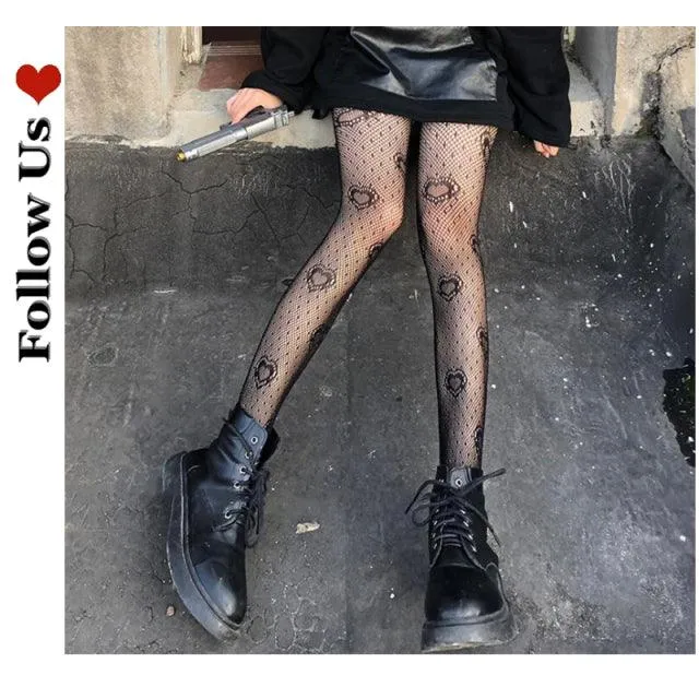 Gothic Dark Long Sexy Fishnet Stockings Alternative Mesh Tights Lingerie