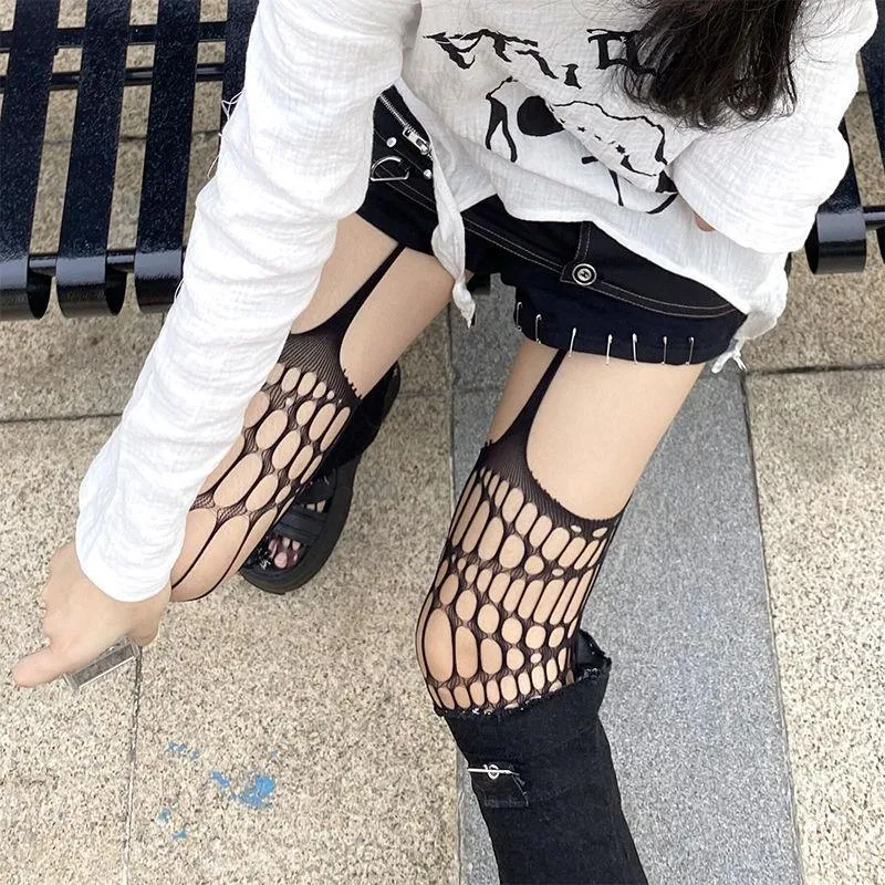 Gothic Dark Long Sexy Fishnet Stockings Alternative Mesh Tights Lingerie