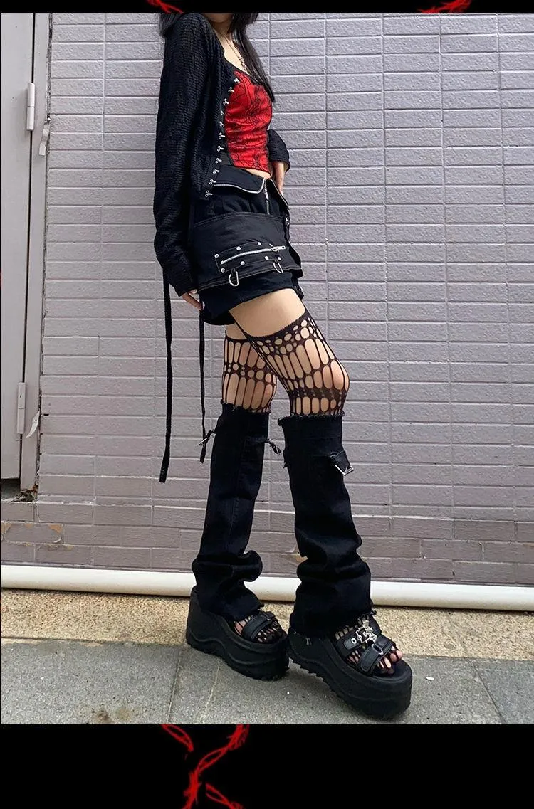 Gothic Dark Long Sexy Fishnet Stockings Alternative Mesh Tights Lingerie