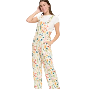 Herbal Citrus Floral Print Overalls