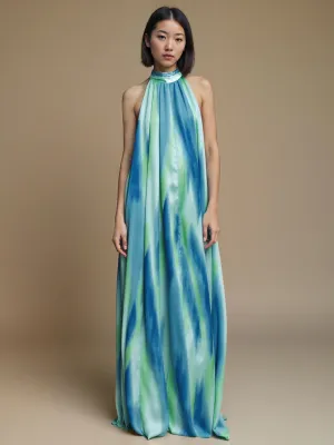 High Neck Halter Tie Dye Wide Leg Jumpsuit
