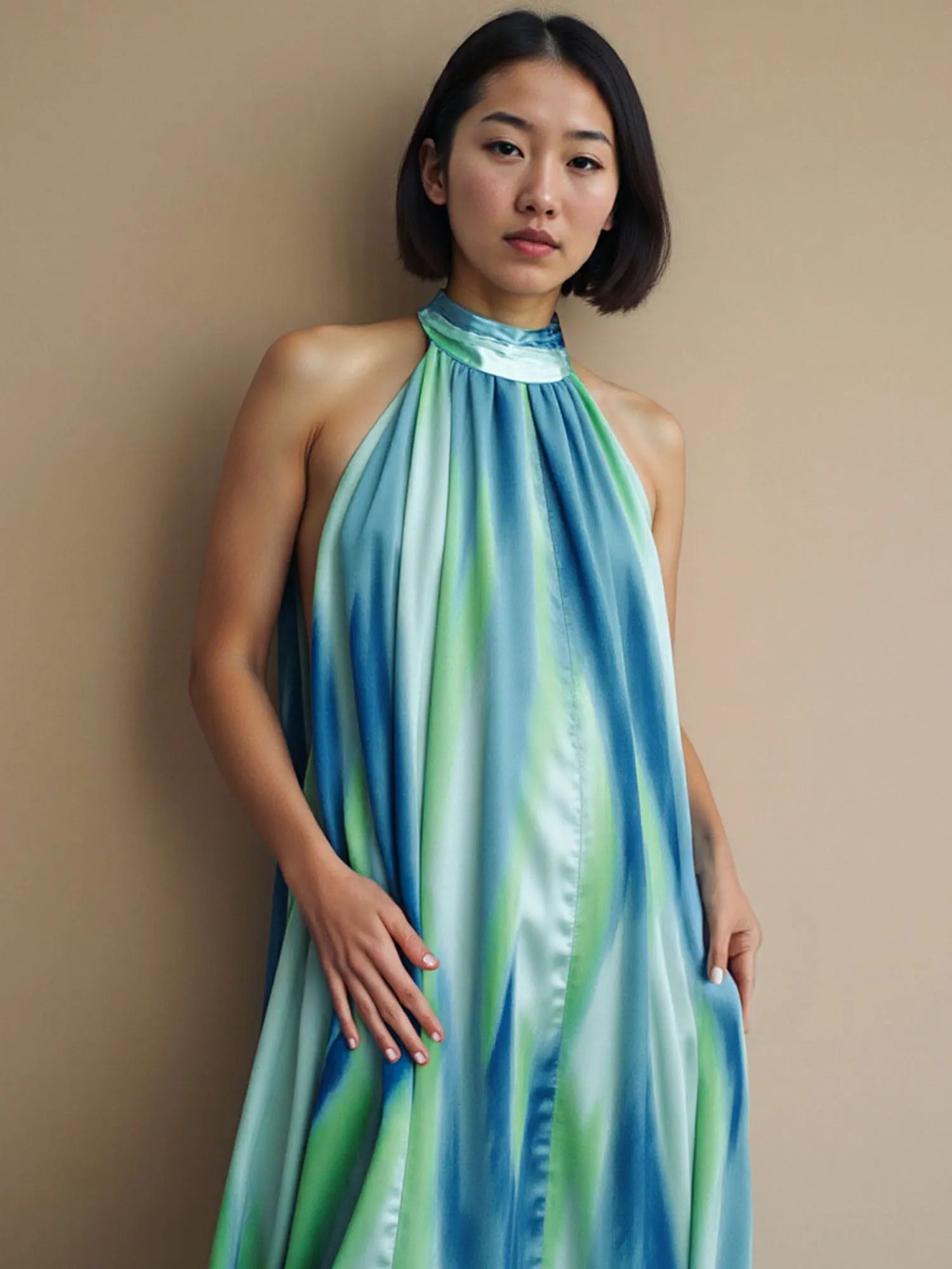 High Neck Halter Tie Dye Wide Leg Jumpsuit