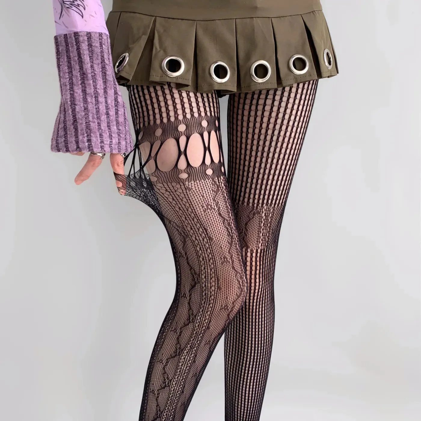 High-Waist Fishnet Mesh Club Tights Pantyhose
