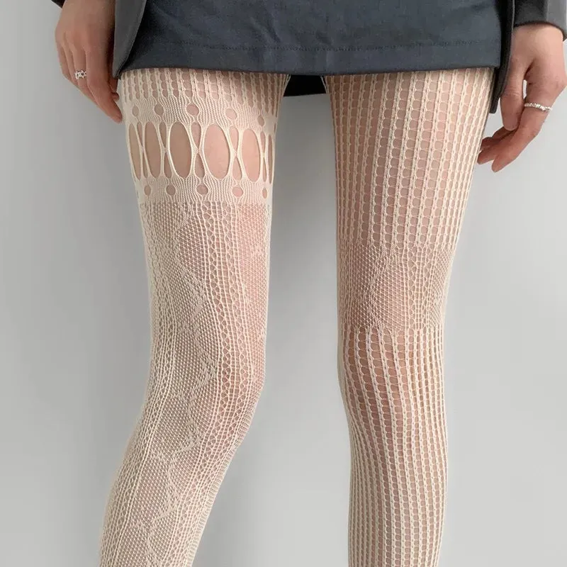 High-Waist Fishnet Mesh Club Tights Pantyhose
