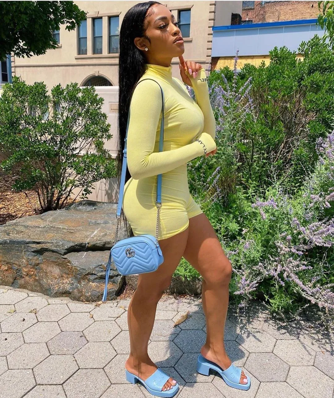 Hot sale embroidered letters slim jumpsuit