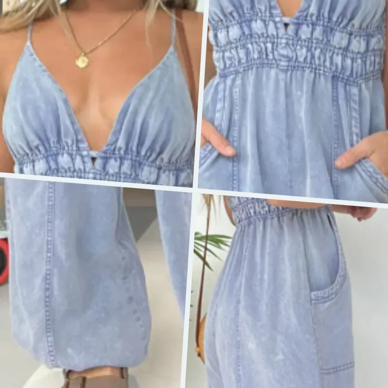 Julie - Women's Dungarees With V-neck