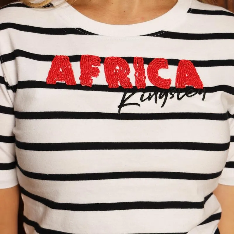 Kingsley Africa Luxe Striped Regular Crew Tee - Pelican