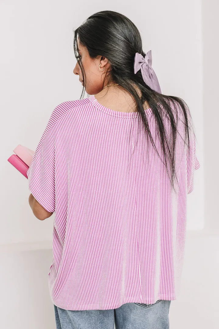 Knit Gonna Lie Oversized Ribbed Top | Mauve