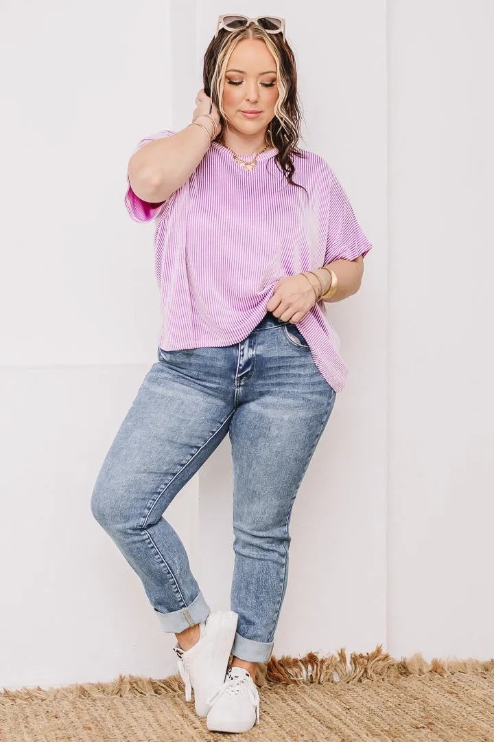 Knit Gonna Lie Oversized Ribbed Top | Mauve