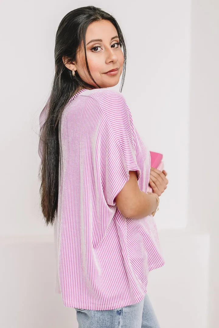 Knit Gonna Lie Oversized Ribbed Top | Mauve