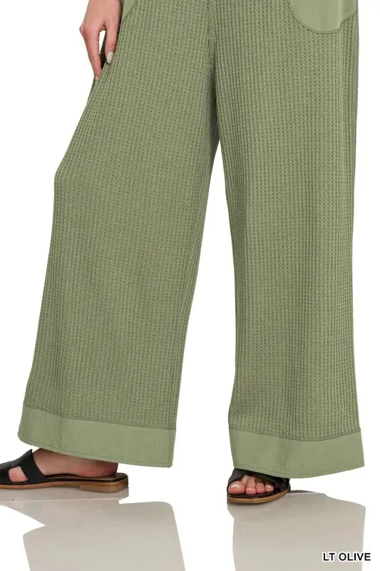 Knit Waffle Wide Leg Overalls