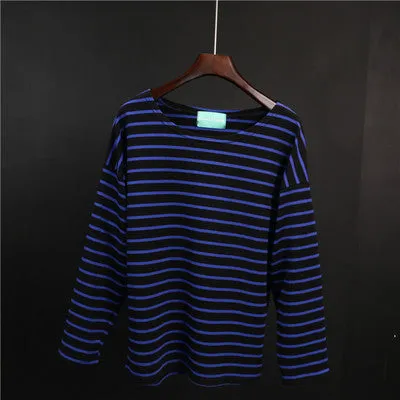 Ladies Casual Shirt Women's Red White Striped 3/4 sleeve Tops For Woman Crew Neck Bottoming Tee Shirt 11 Colors