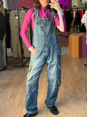 Ladies' Denim Dungarees with Cargo Pockets