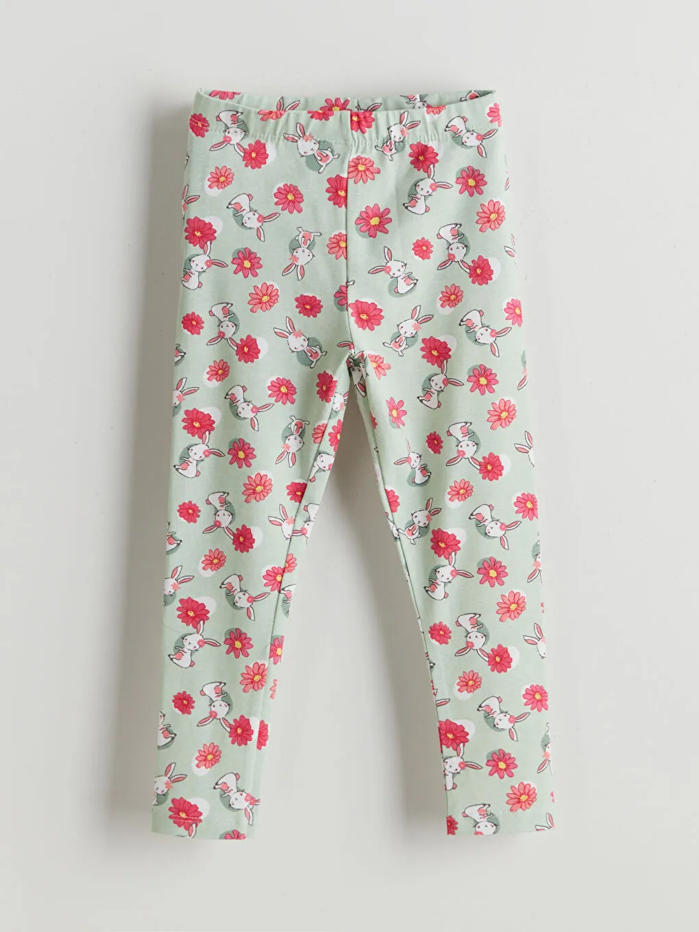LCW Kids Green Elastic Waist Floral Girls Leggings
