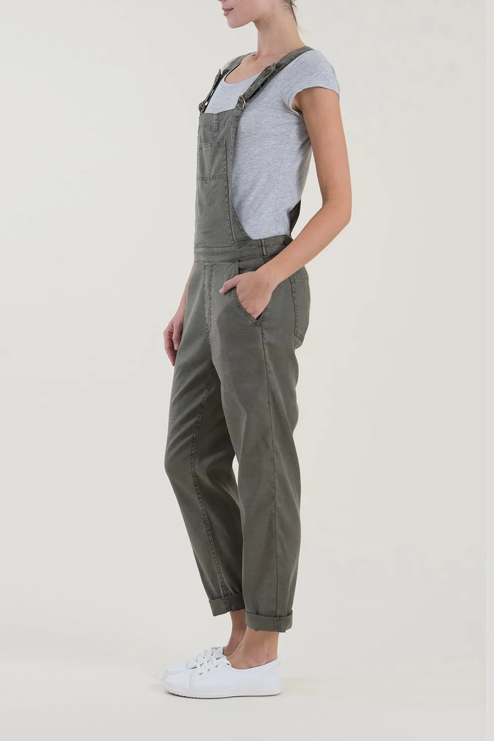 Level 99 Melanie Linen Overalls | Cedar