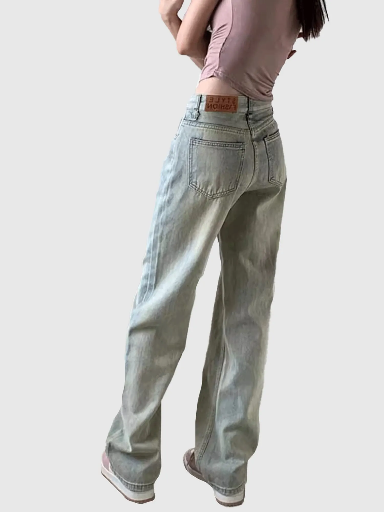 Light Emarald Washed Basic Straight Fit