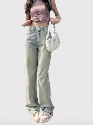 Light Emarald Washed Basic Straight Fit