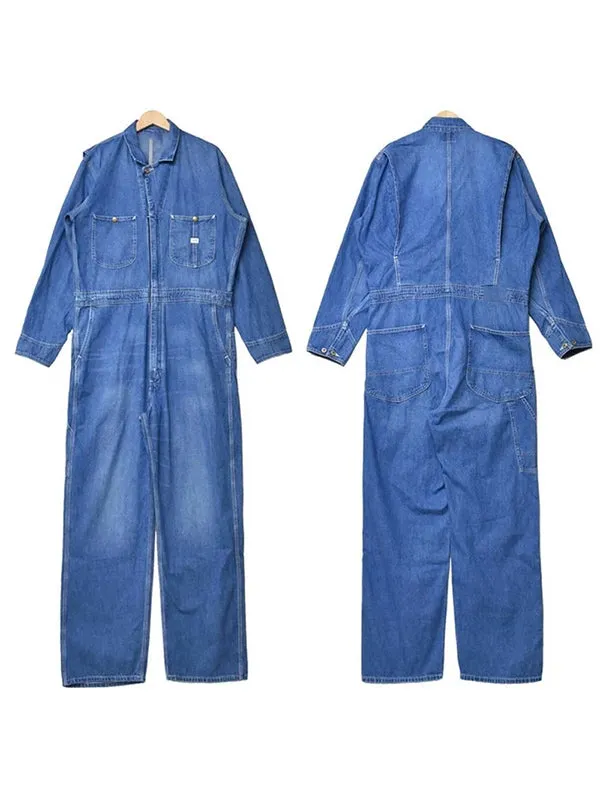 Long-sleeved Denim Overall for Men with Relaxed Fit