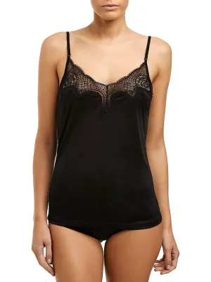 Love & Lustre Silk Jersey Lace Camisole - Black