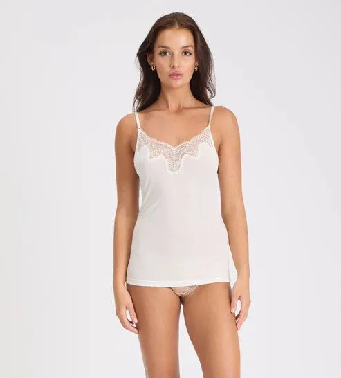 Love & Lustre Silk Jersey Lace Camisole - Ivory