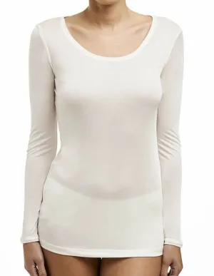 Love & Lustre Silk Jersey Long Sleeve Top - Ivory