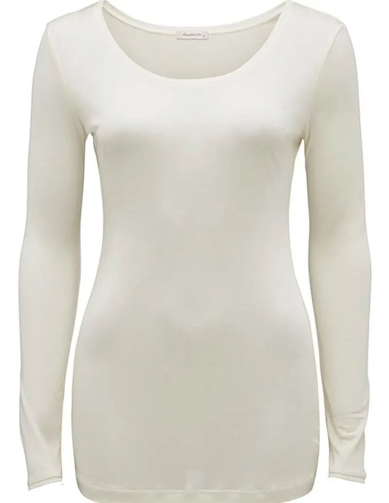 Love & Lustre Silk Jersey Long Sleeve Top - Ivory